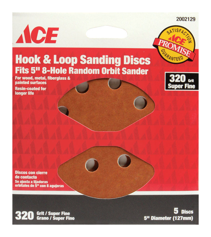 Sungold Abrasives 48312 5 By 5 Hole 320 Grit Premium Plus C Weight Paper Hook And Loop Sanding Discs 50 Per Box 